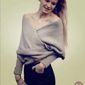 Off shoulder Wrap sweater